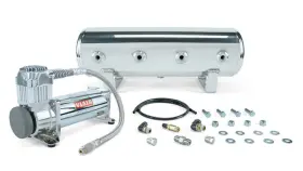 444c Air Lift 729199278013 2.5 Gal. Polished Tank With Viair Chrome Compressor Incl. Fittings