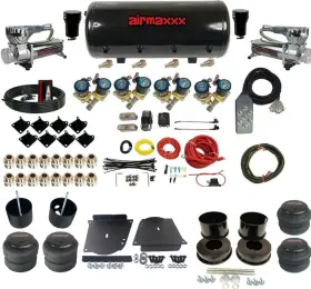Kabdy-580c2-812-89-7tbk-wk-hf Airmaxxx Avs Fastbag 1/2 Inch Air Ride Kit With Chrome 580 Compressors Fits 1964 72 Chevy A-body