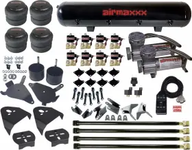 S1082-2480p-7bk-25 Airmaxxx Avs Air Ride Kit 82-04 S10 Sonoma 2500 Bags 1/2 Inch Valves Pewter Compressors 7-switch