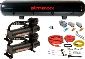 K-a480b2-59s-ev-cwk2-180 Airmaxxx Dual 480 Compressors Black With 5 Gal Steel Tank And Wiring Install Kit