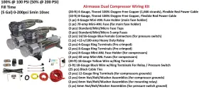 K-a480c2-59ablk-wk2-180 Airmaxxx 5 Gallon Black Spun Aluminum Air Tank 480 Chrome Compressors And Wiring Kit #2