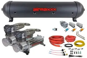 K-a480c2-59ablk-wk2-180 Airmaxxx 5 Gallon Black Spun Aluminum Air Tank 480 Chrome Compressors And Wiring Kit