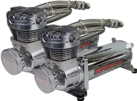 K-a480c2-59araw-wk2-180 Airmaxxx 5 Gallon Raw Aluminum Spun Air Tank 480 Chrome Compressors And Wiring Kit #2