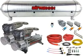 K-a480c2-59araw-wk2-180 Airmaxxx 5 Gallon Raw Aluminum Spun Air Tank 480 Chrome Compressors And Wiring Kit