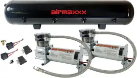 K-fbss-am2400c-59-120 Airmaxxx 2 Chrome 400 Air Compressors And 5 Gallon Steel Ride Tank 90 Psi On 120 Off