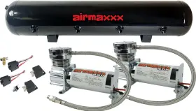 K-fbss-am2400c-59-180 Airmaxxx 2 Chrome 400 Air Compressors And 5 Gallon Steel Tank 150 Psi On 180 Off