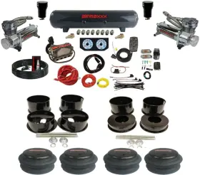 Kbbdy-480c2-57s-x4x7-wk-hf Airmaxxx Complete Air Ride Suspension Kit 3/8 Manifold Bag 480 Chr For Chevy B-body 73-77