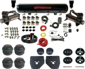 Airmaxxx Kc1063-480b2-838-59-7bk-wk-hf Complete Fastbag 3/8 Inch Black Air Ride Suspension Kit Fits 1963-72 Chevy C10 2wd