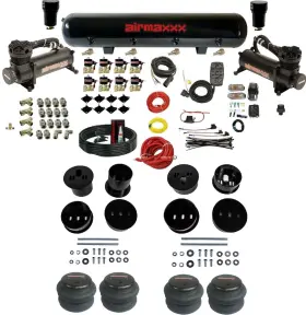 Kcad58-480b2-838-59-7bk-wk-hf Airmaxxx Complete Fastbag 3/8 Inch Air Ride Suspension Kit Bags 480 Black Fits 1958-1960 Cadi