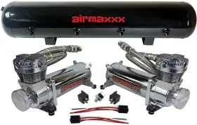 S1082-2480c-812-9bk-25d Airmaxxx Chrome 480 1/2 Inch Valves Black 9 Switch Air Lift D2500 Kit Fits Chevy S10 #2