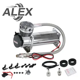 Alex 663255831142 For Train Horns Air Horn Suspension Kit Silver 12v 200psi Compressor