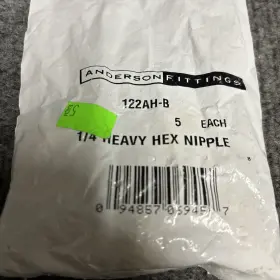 122ah-b Anderson Lot Of 10 - 1/4 Inch Brass Male Npt Pipe Thread Hex Nipple New #2