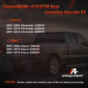 Ap-qjl12 Atracypart Lowering Drop Kit Shackles 2-3 Inch For 2001-2010 Chevy Silverado Gmc Sierra Hd #3