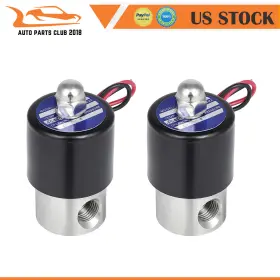 Autopartsclub2018 Ap843252a1c18 2pcs Air Suspension Valve 1/4 Inch Npt Port Electric Solenoid Stainless Steel 12v