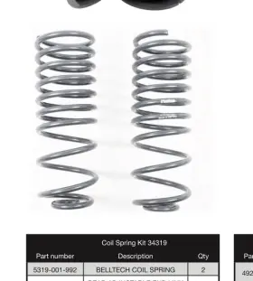Belltech 5320-001 45320 Kit Lowering Springs Only Replacement Part