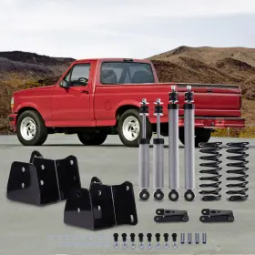 3y4ow8 Bfo 3 Inch Drop Lowering Springs 4 Shackles Hangers Shocks Kit For Ford F100 F150 73-79 #2