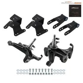 Mq7upy Bfo Front 3 Inch Rear 4 Drop Lowering Kit Spindles Shackles For C10 1973-1987