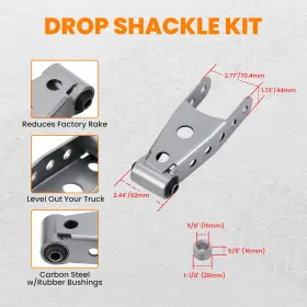 2ftft-3 Bfo Peqz56 Adjustable Inch Rear Drop Shackles Kit For Chevy Silverado 1500 1988-2018 #3