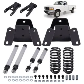 Qu23fa Bfo 3 Inch Drop Lowering Springs 4 Shackles Hangers Shocks Kit For Ford F100 F150 73-79 #3