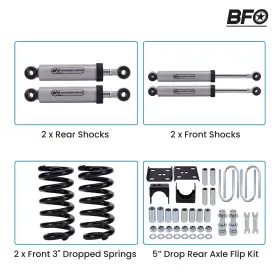 T4lv30 Bfo 3 Inch / 5 Drop Coil Springs And Shocks Flip Kit For Chevy C10 Gmc C15 1973-1987 #3