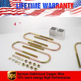 C23231 Carbole New Universal Leaf Spring Lowering Block Kit 4 Inch Drop With U-bolts And Hardware