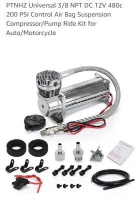 Vac01-38s Carlor 3/8 Npt 200 Psi 480c Control Single Air Ride Suspension Bags Compressor Pump Kit