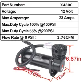 Cnraqr 768481496148 Air Suspension Compressor 200 Psi Ride Gaug Five Led Display Kits #3