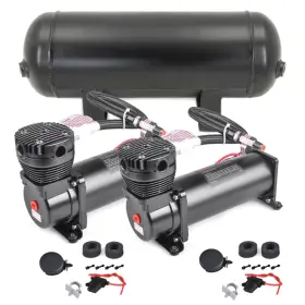 Cnraqr 768481497138 Air Ride Suspension Compressor 2 Pcs 3-gallon Tank 1/4 Npt Kits Aluminum