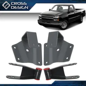 Ht-02tha4552abk Crossdesign 4 Inch Rear Drop Shackles And Hangers Fit For 99-06 Chevy Silverado Gmc Sierra 1500