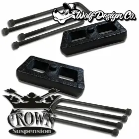 540010-s Crown 1988-2018 Chevy C1500 Silverado Steel Rear 1 Inch Lift Blocks Square Ubolts 2wd 4wd