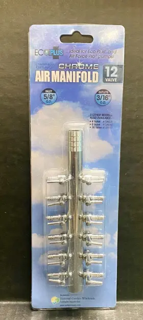 728015 Eco Plus New And Unused. 12 Valve Chrome Air Manifold 5/8 Inch Inlet