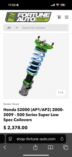 Fa500-ap1 Fortune Auto Fa500-ap1/ap2 500 Super Low Spec Coilovers S2000 Ap1/ap2