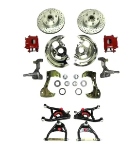 9825-1 Gearhead 8813hp 9825/9825-1 1967 1968 1969 Camaro Firebird Front Red Calipers Disc Brake Kit Tubular A-arms