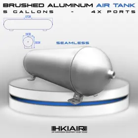 Tkals5-ghch Hki Air Suspenion 5 Gallons - 4 Ports Tank Brushed Aluminum Seamless Ride Suspension
