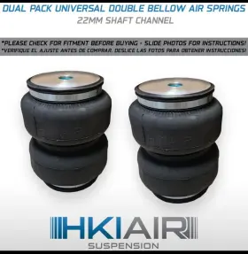 Db22-scch Hki Air Suspension Dual Pack - Double Bellow 22mm Shaft Channel Ride Springs Bags