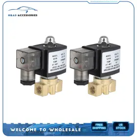 Hq843246a01 Hqas-accessories 2pcs 1/4 Inch Npt 110-120v Air Suspension Valve Solenoid Brass Electric N/c