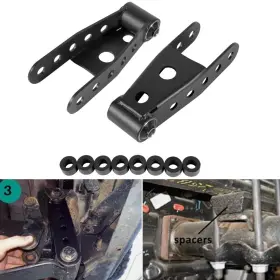 Qp-208 Inteltool 2-3 Inch Suspension Rear Drop Lowering Shackle Kit For 1988-1998 Chevy C1500 And C2500