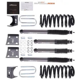 093i5k Maxpeedingrods Drop Shock Kit With Springs For Ford F100 F150 2wd 1965-79 Front Rear