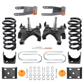 4g1mof Maxpeedingrods 4 Inch Front 7-8 Rear Lowering Kit Spindles Coils For Gmc Sierra 1988-1998 2wd