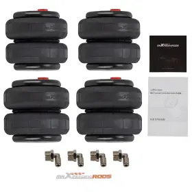 5et83d Maxpeedingrods Pack Of 4 Standard 2500 Lb Air Ride Suspension Bellows Bag 1/2 Inch Npt Single Port