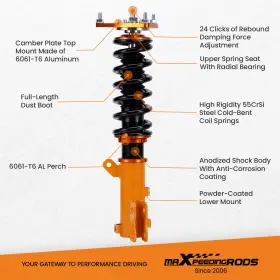 Dv3bps Maxpeedingrods Coilover Kits For Hyundai Tiburon 2003-2008 Adj. Height Shocks Absorber Struts #2
