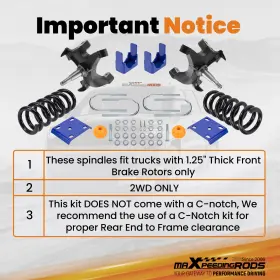 Ipr97x Maxpeedingrods Front 4 Inch Rear 6 Drop Kit For Chevrolet Gmc C1500 1988-1998 With 1.25 Rotors V8 #3