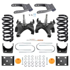 Iu9zqb Maxpeedingrods 4 Inch Front 7-8 Rear Lowering Kit Spindles Coils For Gmc Sierra 1988-1998 2wd