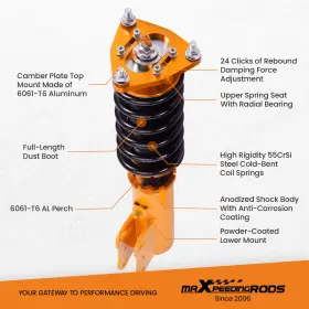 J1brog Maxpeedingrods 24 Way Damper Adjustable Coilovers Springs Kit For Mitsubishi Lancer 2008-2016 #2