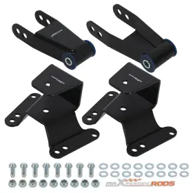 Nwsfi9 Maxpeedingrods 4 Inch Drop Hanger Shackle Lowering Kit For Chevrolet C10 2wd Pickup 1973-87