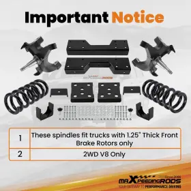 O3v50n Maxpeedingrods Front 4 Inch Rear 6 Drop Kit For Chevrolet Gmc C1500 1988-98 With 1.25 Rotors V8 #2