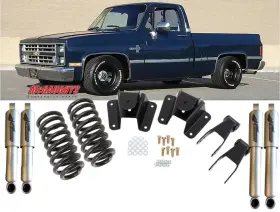 Mcg33149 Mcgaughys C10 Lowering Coils Shackles And Hangers 1973-1987 2 Inch Drop Frt 4 Rear Shocks