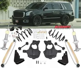 Mcg34215 Mcgaughys Tahoe 2015-2020 Lowering Kit 4 Inch Front Spindles Struts 5 Rear Drop Coils Shocks