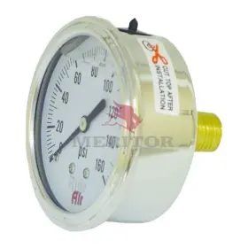 R986072 Meritor Air Pressure Gauge Centre Back Mount Liq. Filled 1/4 Npt