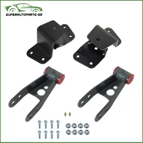 Sap343629p Munirater 4 Inch Lowering Parts Drop Shackles And Hangers Kit 1988-1998 For Chevy Gmc C1500